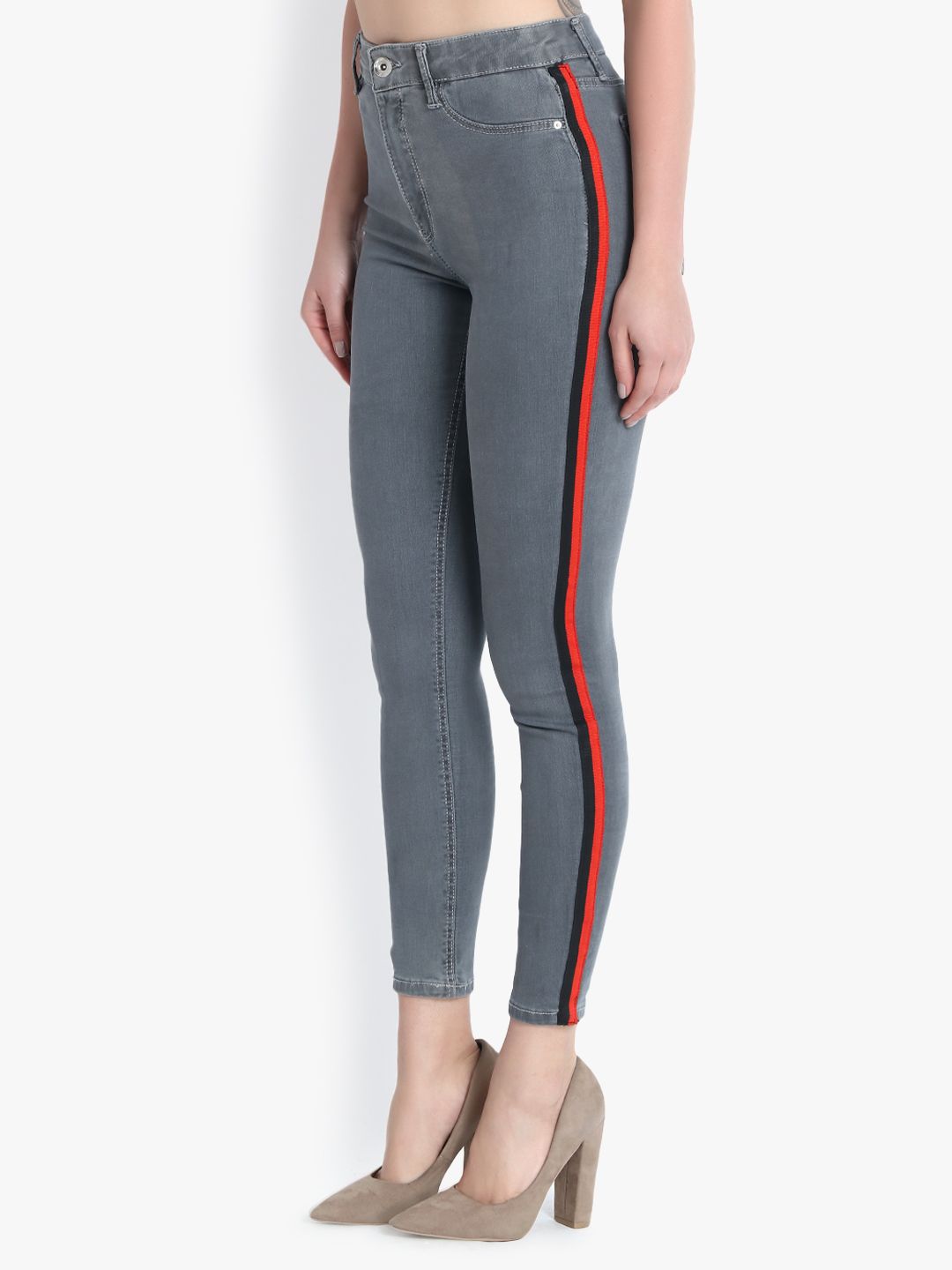 Kotty Women Grey Skinny Fit High-Rise Clean Look Jeans