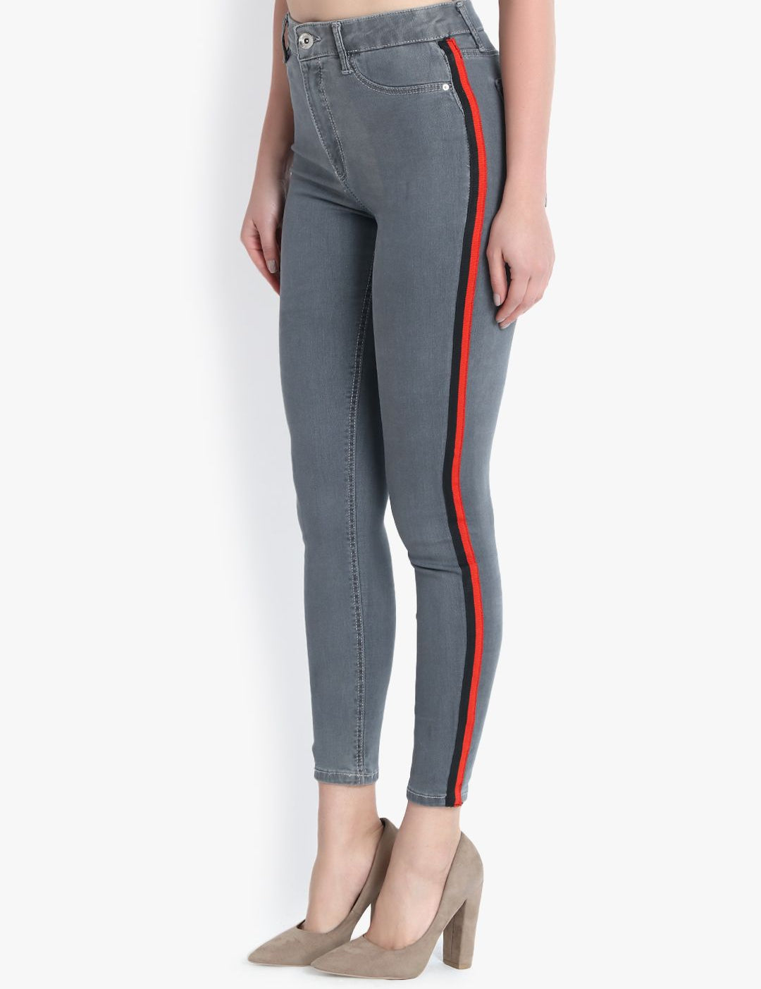 Kotty Women Grey Skinny Fit High-Rise Clean Look Jeans