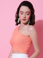 KOTTY Basics One Shoulder Fitted Crop Top
