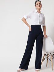 Kotty Women Pack Of 2 Relaxed Straight Leg High-Rise Easy Wash Parallel Trousers