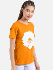 Kotty Women Yellow & White Printed Round Neck T-shirt