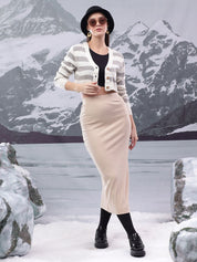 Kotty Women Striped Crop Cardigan