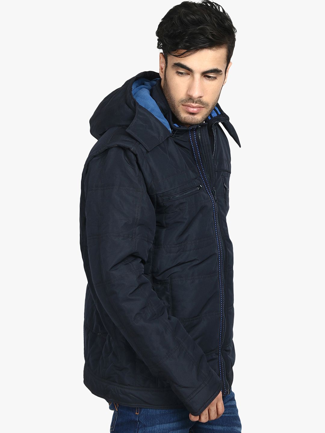 Kotty Men Navy Blue Solid Lightweight Puffer Jacket