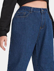 Kotty Women Blue Jean High Rise Straight Fit Stretchable Cotton Jeans