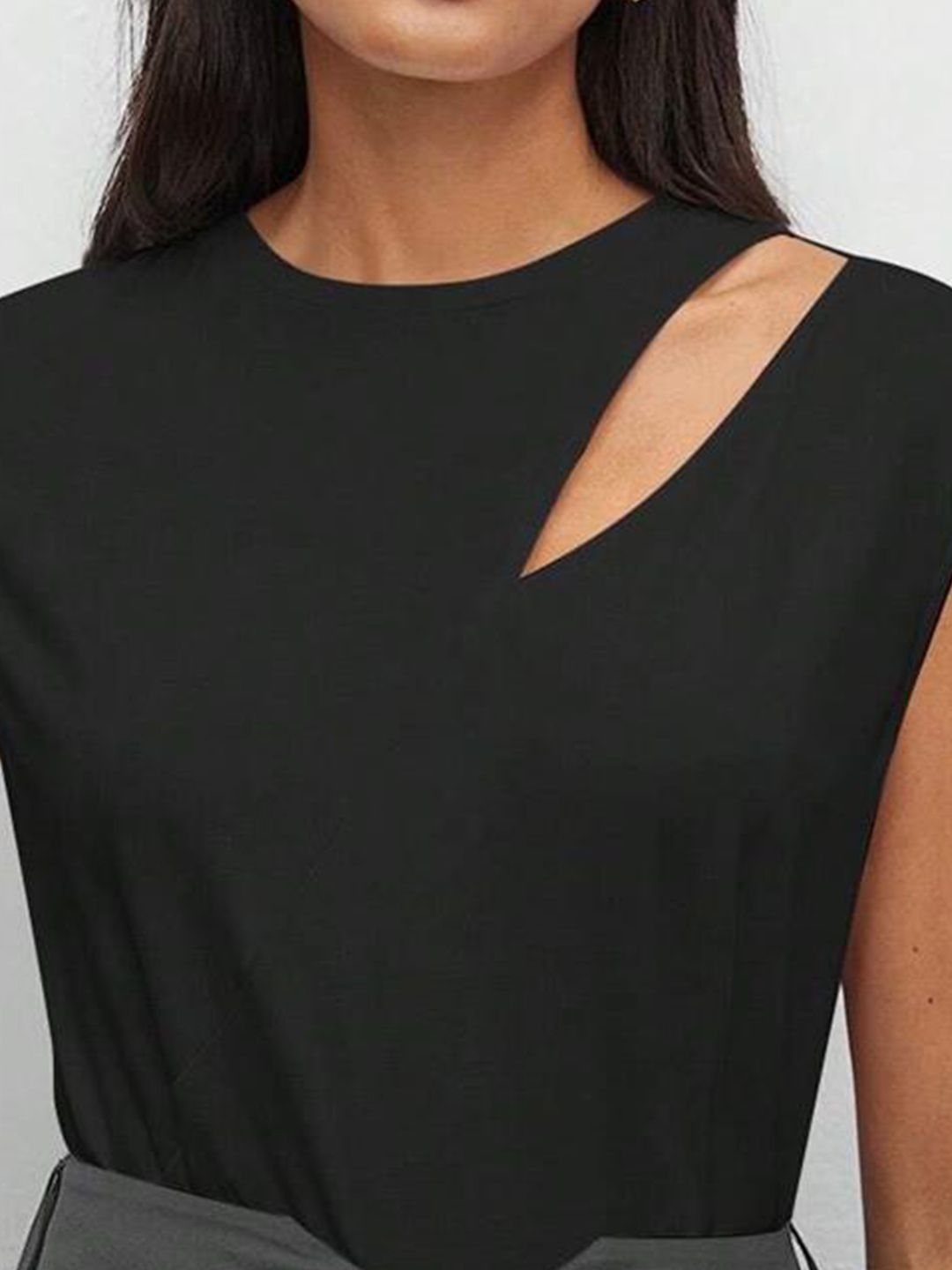 Kotty Black Cut Out Sleeveless Top