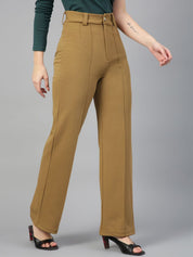 KOTTY BIZwear Women Relaxed Straight Leg Straight Fit High-Rise Easy Wash Trousers