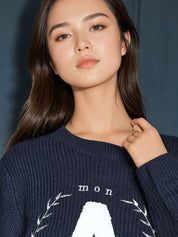 Kotty Women Typography Printed Long Sleeves Pullover Sweater 