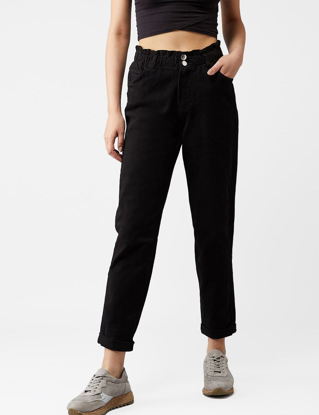 Kotty Women Black Boyfriend Fit Jeans