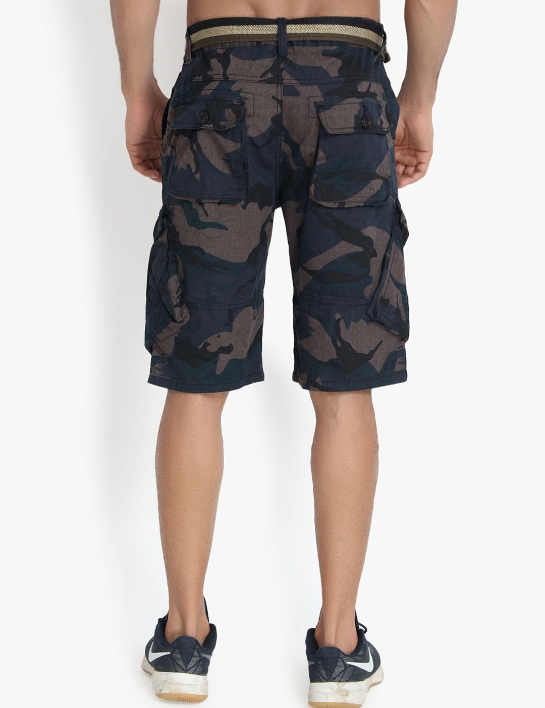 Kotty Men Blue Printed Regular Fit Cargo Shorts