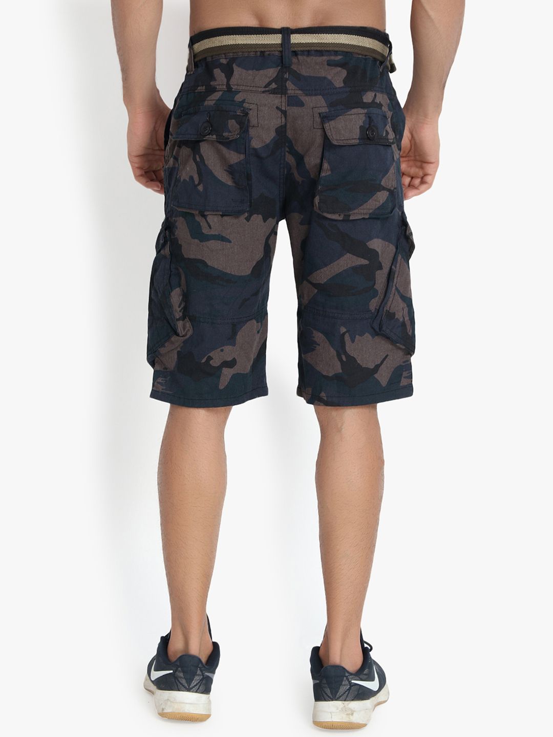 Kotty Men Blue Printed Regular Fit Cargo Shorts