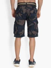 Kotty Men Blue Printed Regular Fit Cargo Shorts