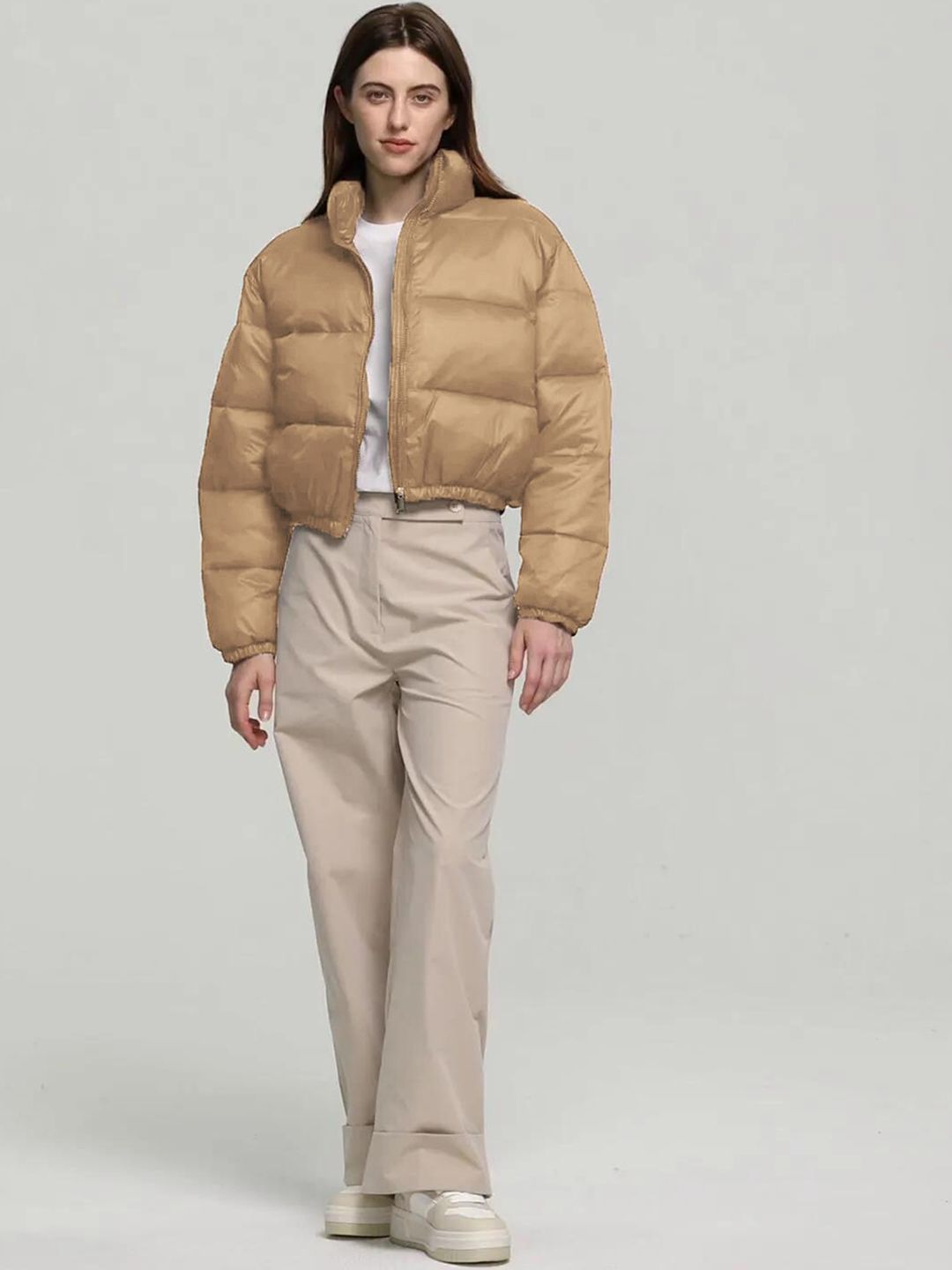 Kotty Mock Collar Crop Puffer Jacket