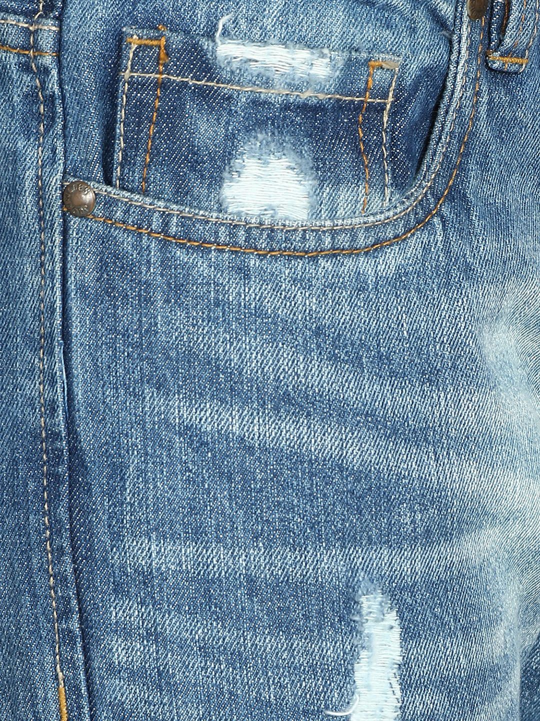 Kotty Men Blue Slim Fit Mid-Rise Low Distress Stretchable Jeans