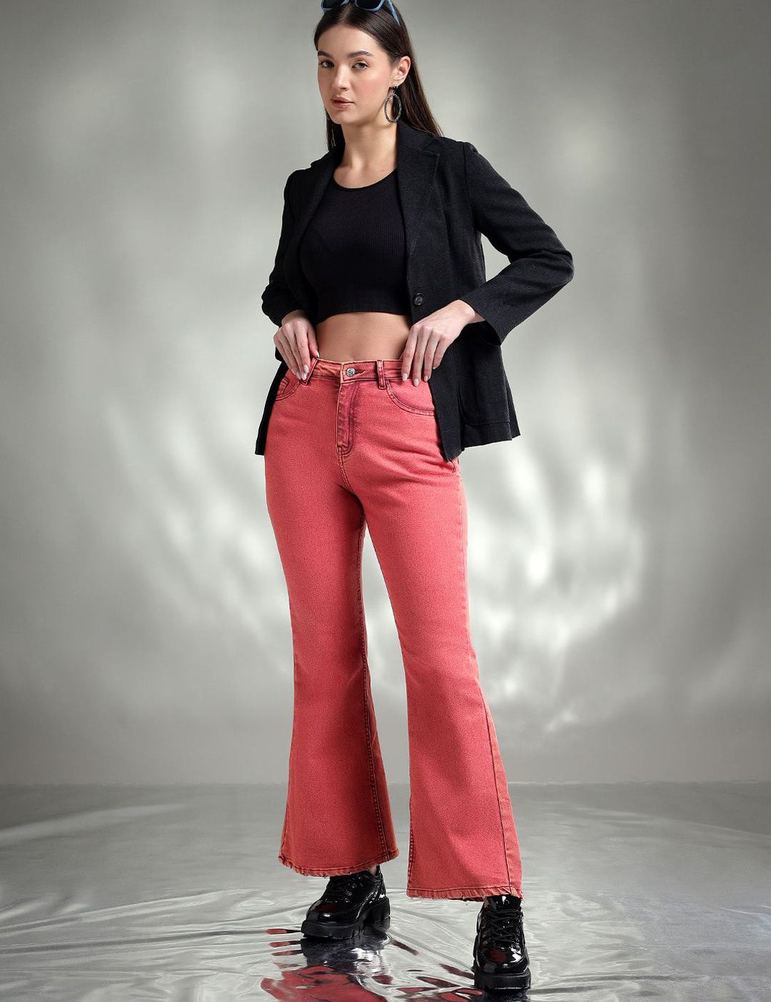 Kotty Women Jean Flared High-Rise Stretchable Jeans