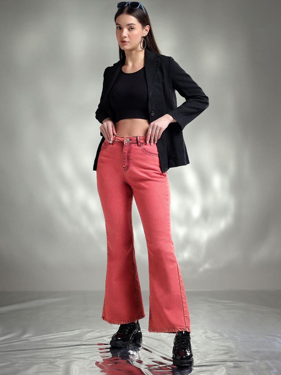 Kotty Women Jean Flared High-Rise Stretchable Jeans