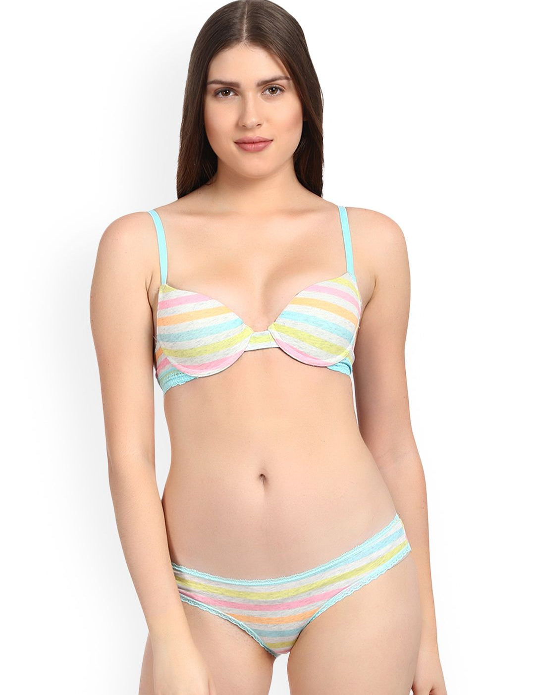 Kotty Women Multicoloured Striped Lingerie Set KTTIW128