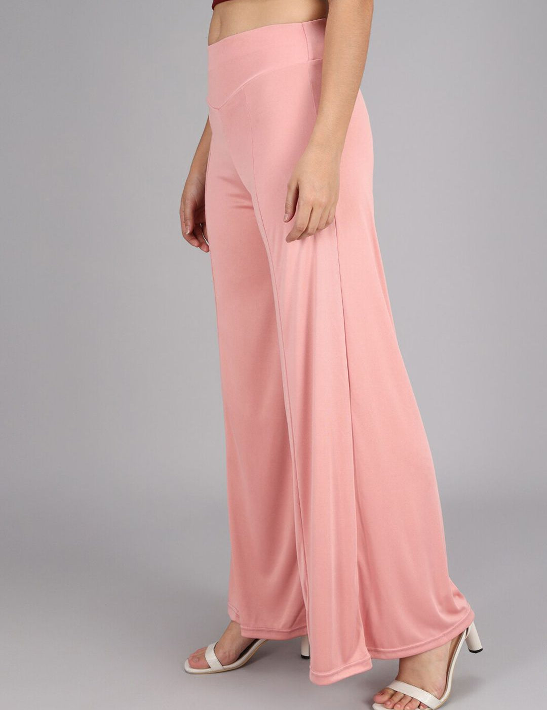 Kotty Women Pink Flared High-Rise Parallel Trousers