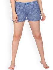 Kotty Women Blue Printed Lounge Shorts KTTSLEEPSHORTS212