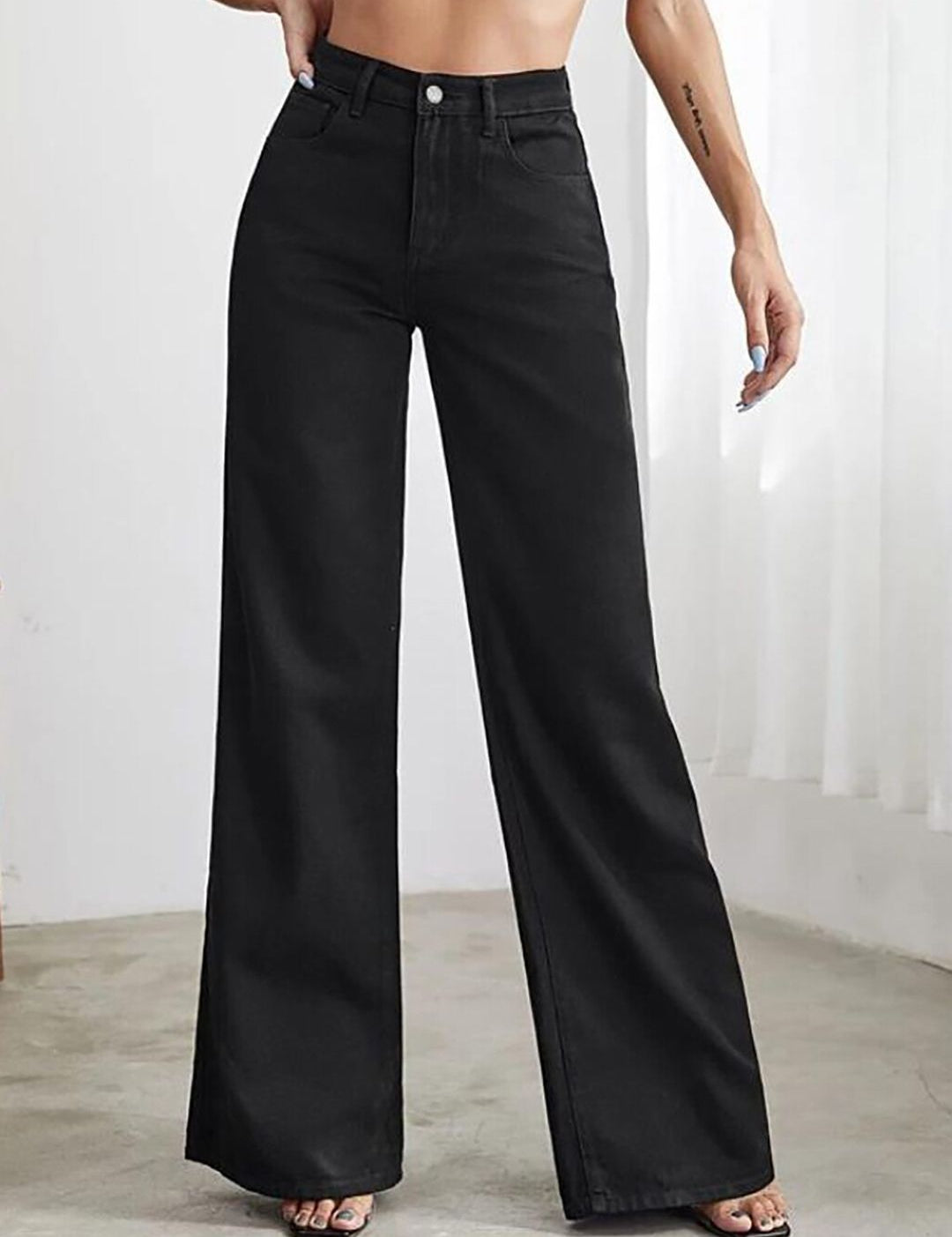 Kotty Women Black Jean Straight Fit High-Rise Stretchable Jeans