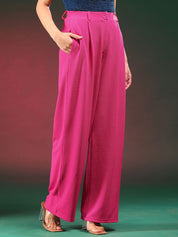 KOTTY BIZwear Women Relaxed Straight Fit High-Rise Easy Wash Parallel Trousers