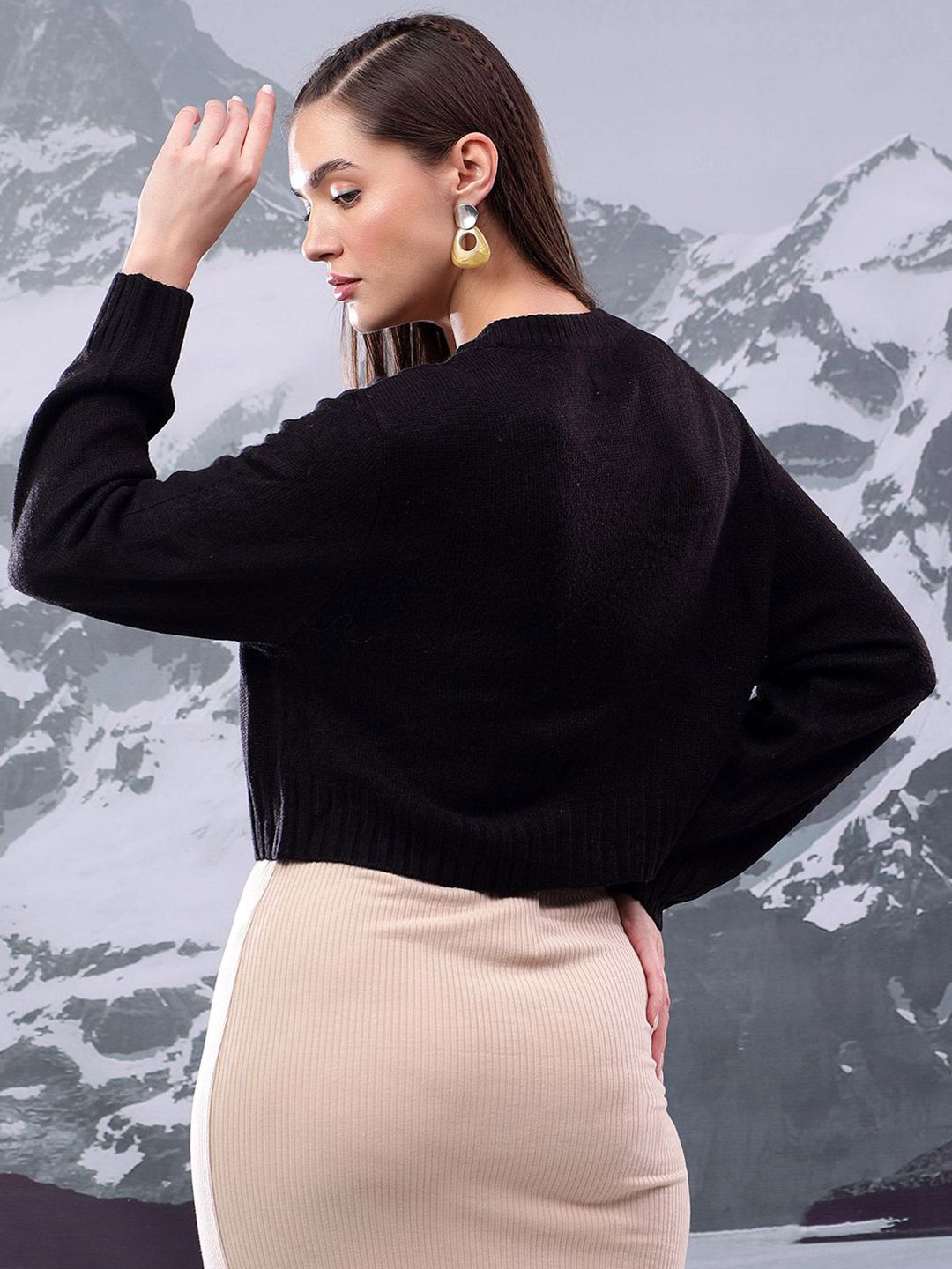 Kotty Women Cotton Round Neck Crop Cardigan