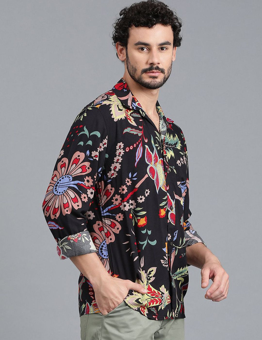 Kotty Black New Floral Printed Casual Shirt