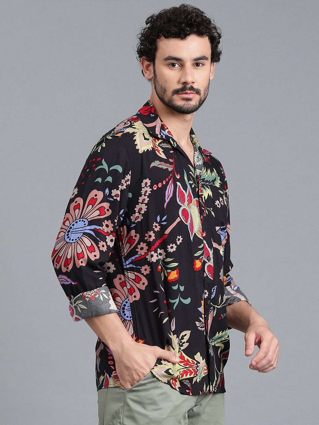 Kotty Black New Floral Printed Casual Shirt