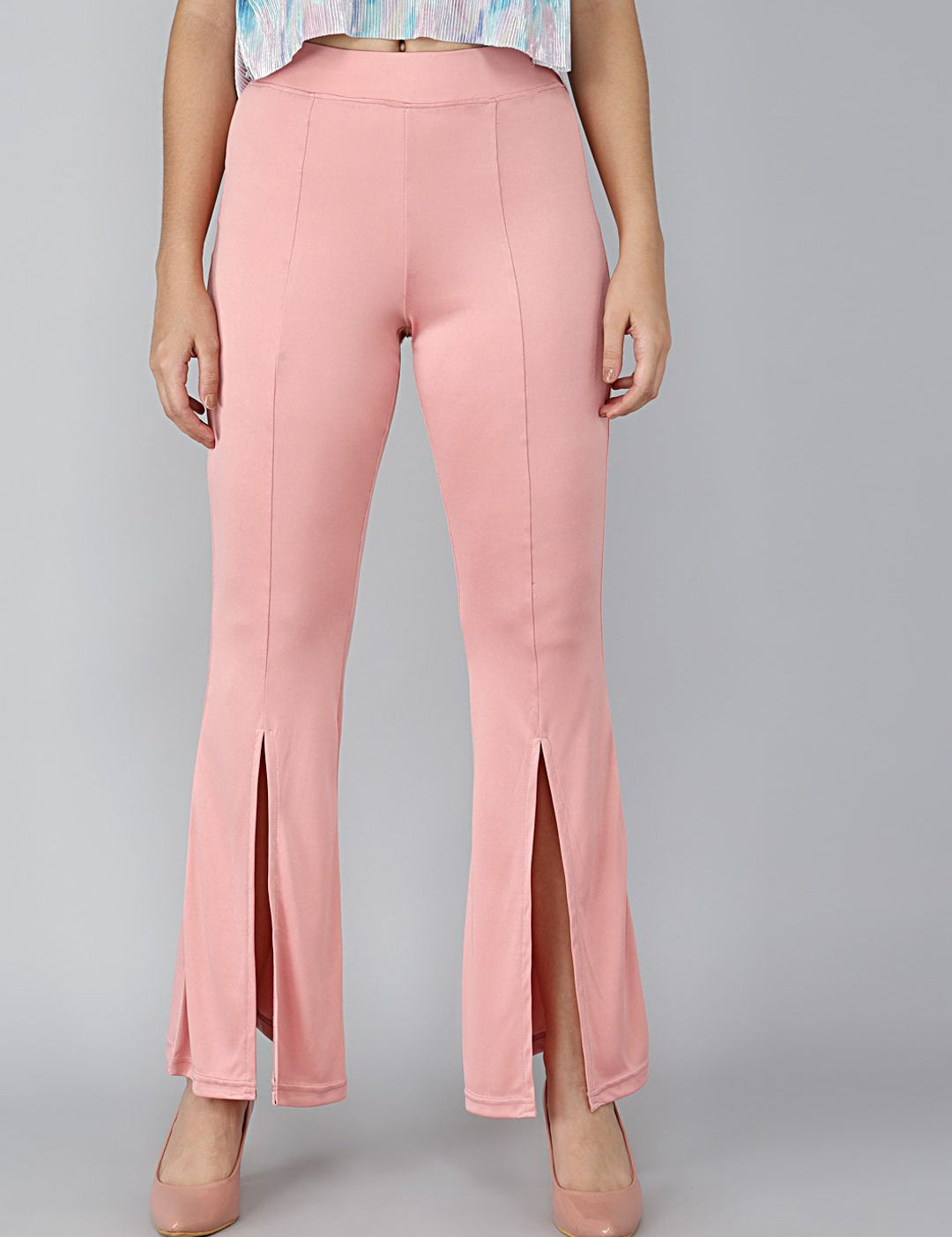 Kotty Women Pink Flared High-Rise Bootcut Trousers