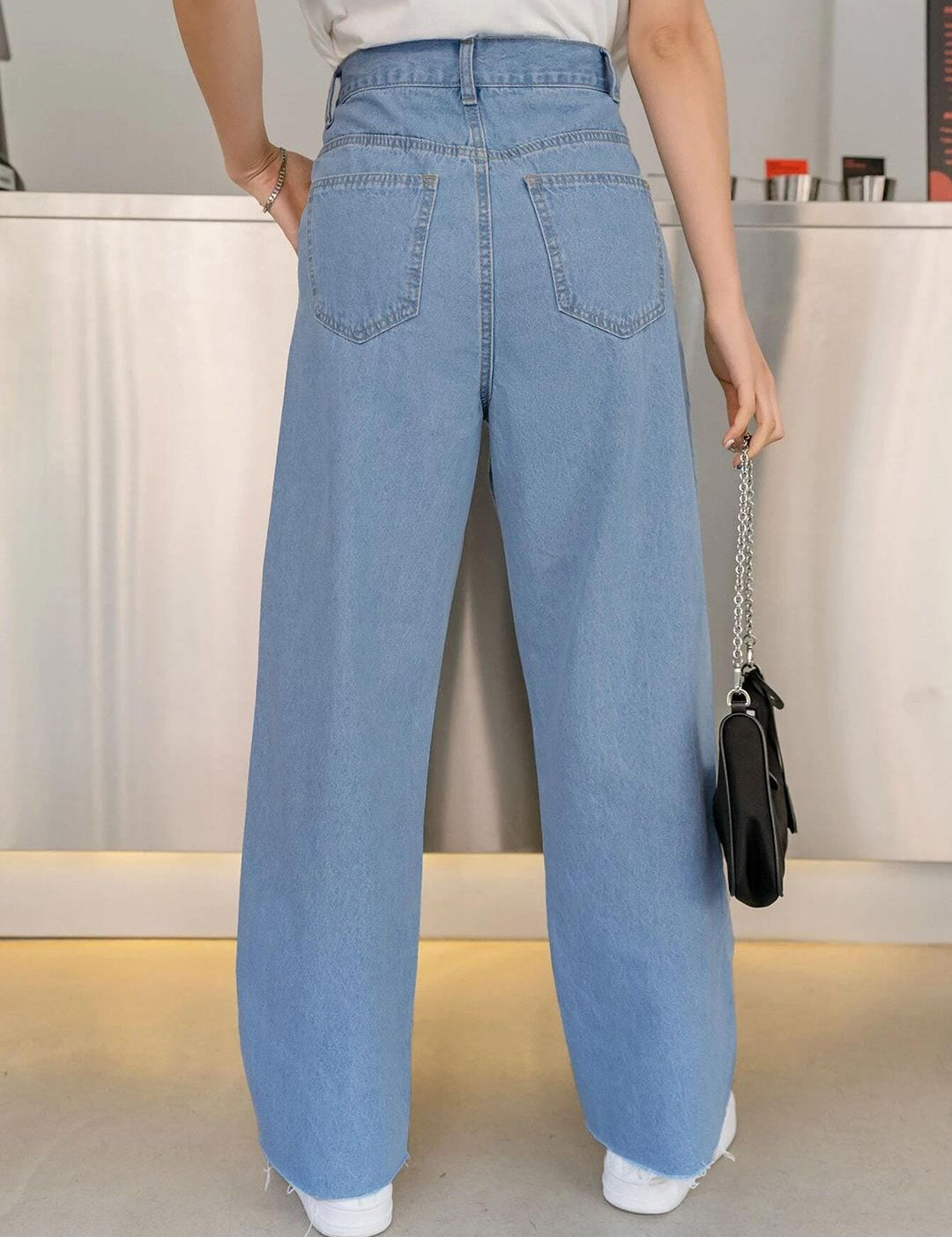 Kotty Women Light Blue Jean Straight Fit High Rise Stretchable Jeans