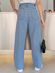 Kotty Women Light Blue Jean Straight Fit High Rise Stretchable Jeans