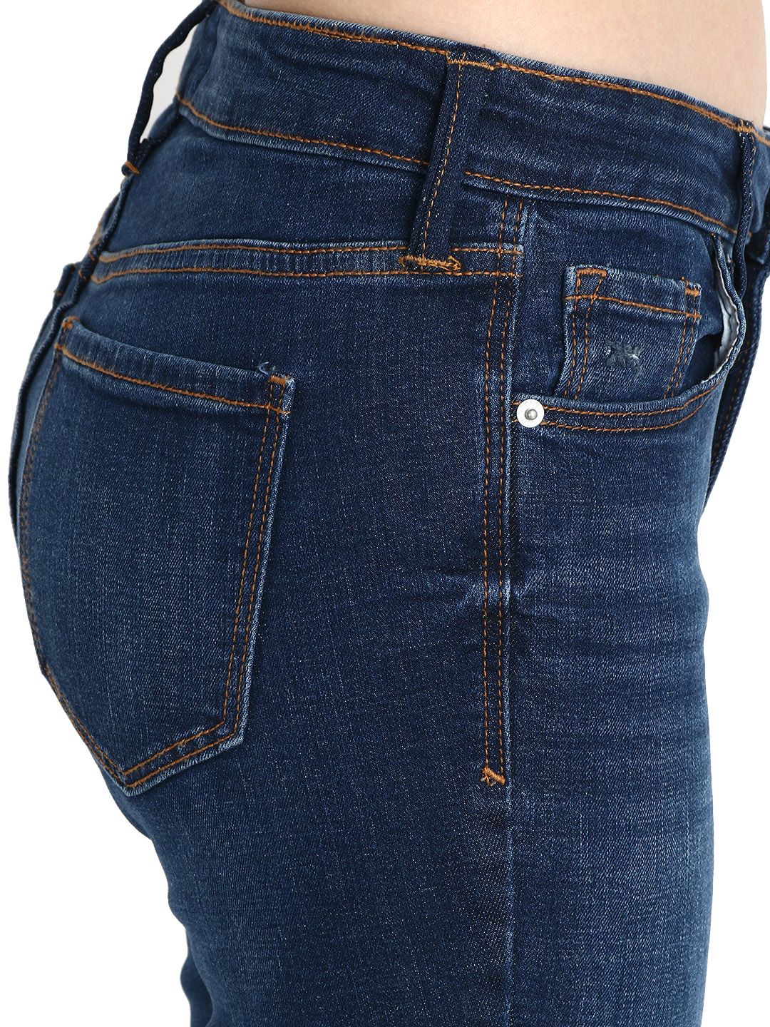 Kotty Women Navy Blue Skinny Fit Mid-Rise Slash Knee Jeans