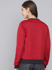 Kotty Women Maroon Geometric Lightweight Tailored Jacket