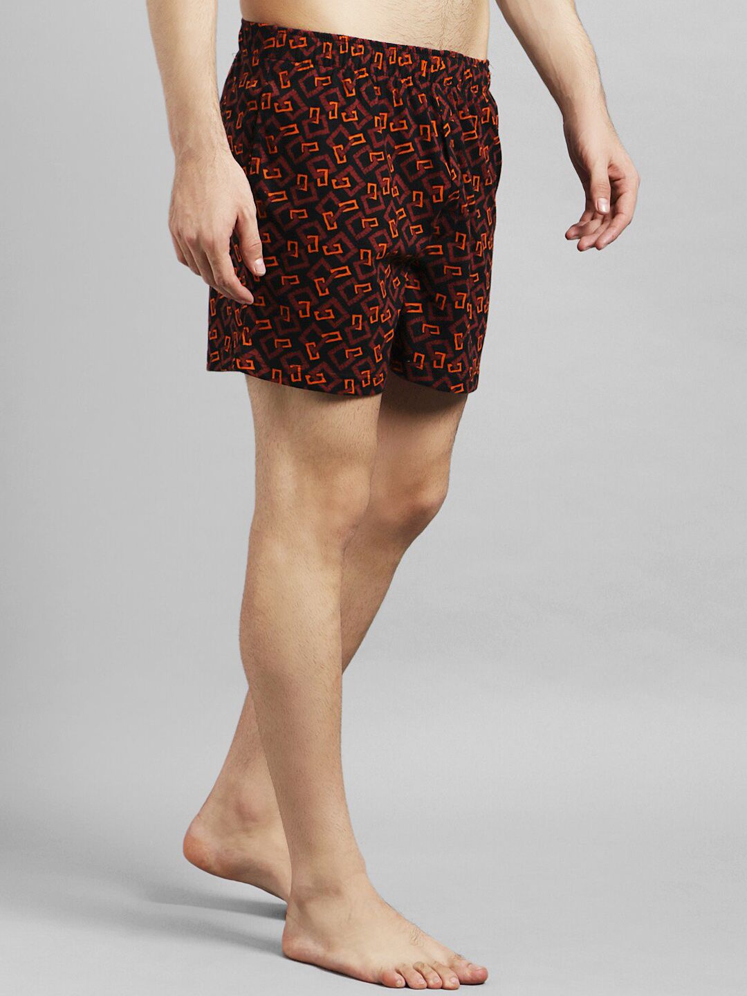 Kotty Men Maroon & Black Printed Boxers