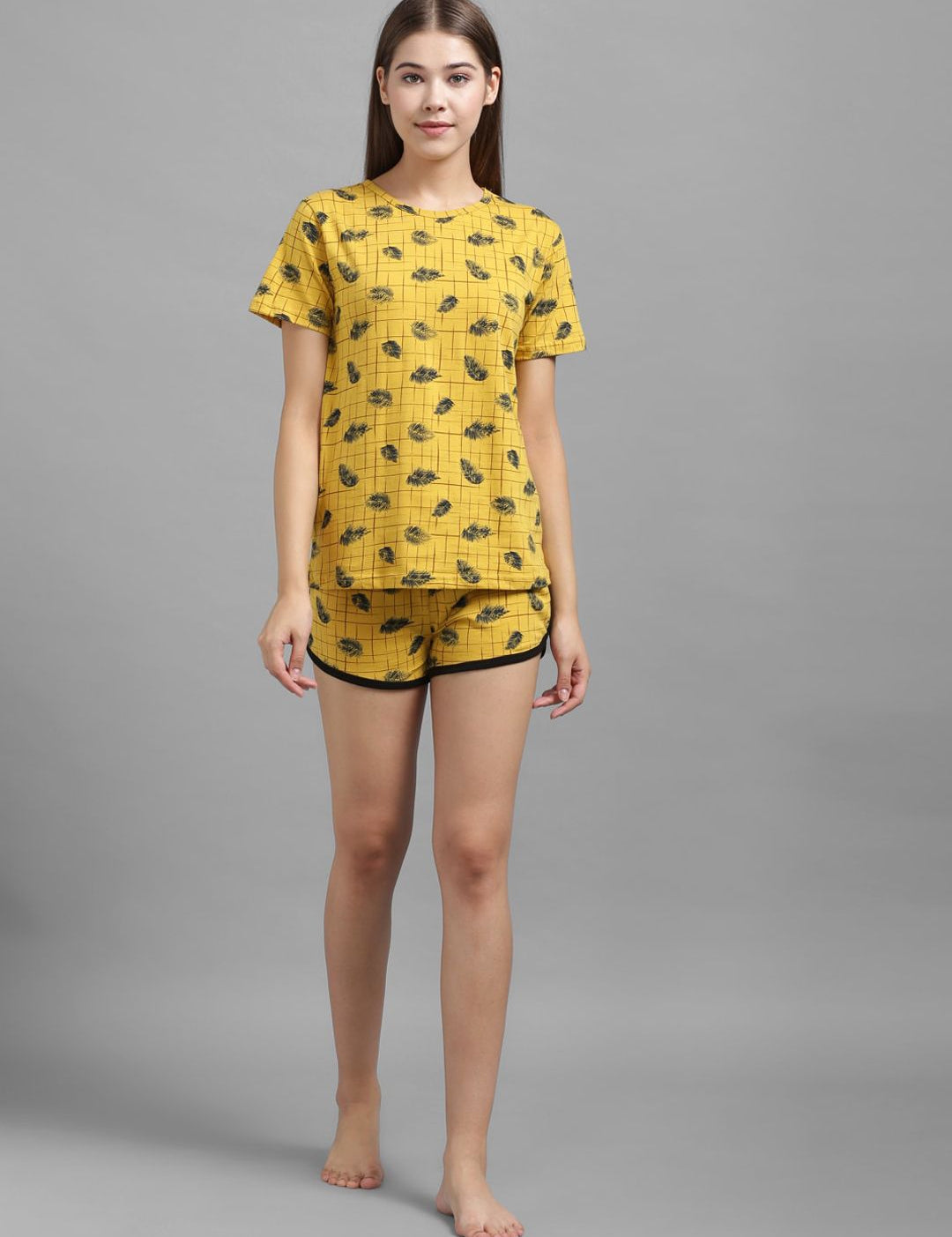 Kotty Women Yellow Printed Night suit