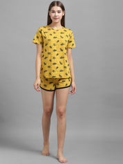 Kotty Women Yellow Printed Night suit