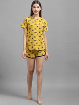 Kotty Women Yellow Printed Night suit