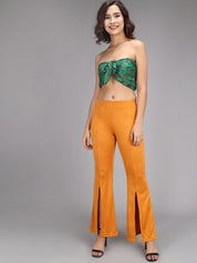 Kotty Women Yellow Flared High-Rise Bootcut Trousers