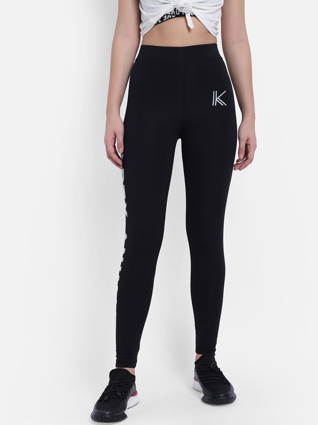 Kotty Women Black & White Printed Tights