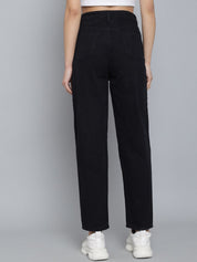 Kotty Women Black Jean Boyfriend Fit Crop High-Rise Jeans