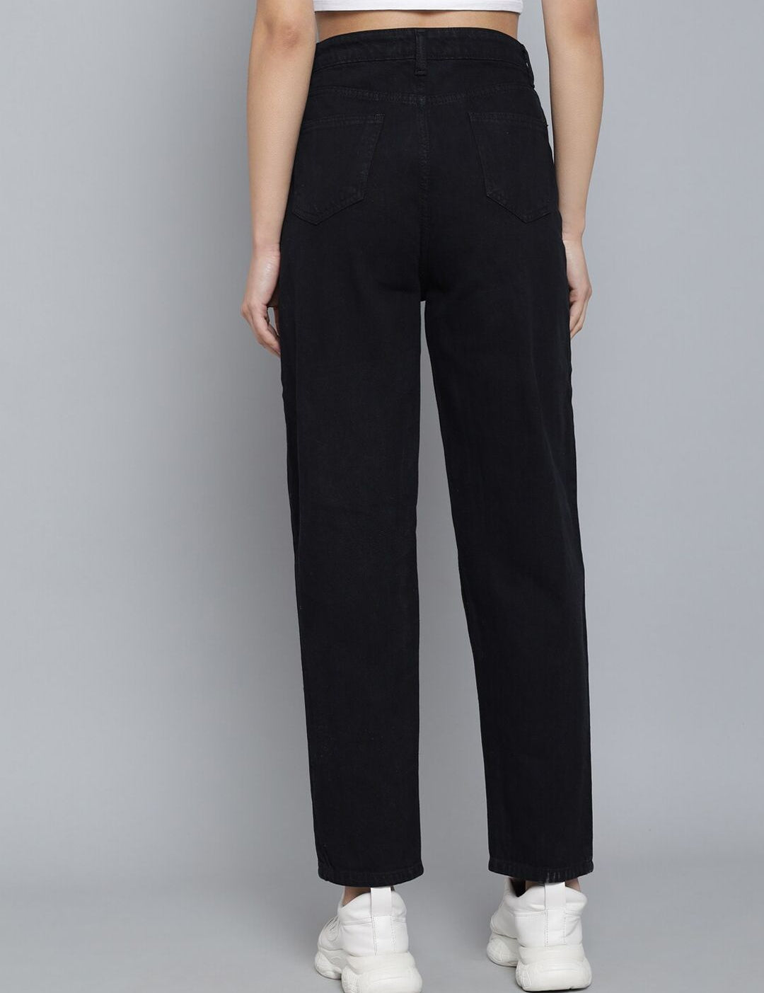 Kotty Women Black Jean Boyfriend Fit Crop High-Rise Jeans