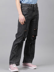 Kotty Women Jean Straight Fit High-Rise Highly Distressed Stretchable Jeans