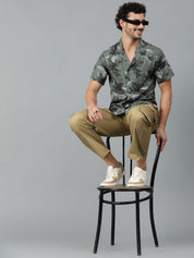 Kotty Men Cuban Collar Floral Printed Casual Shirt