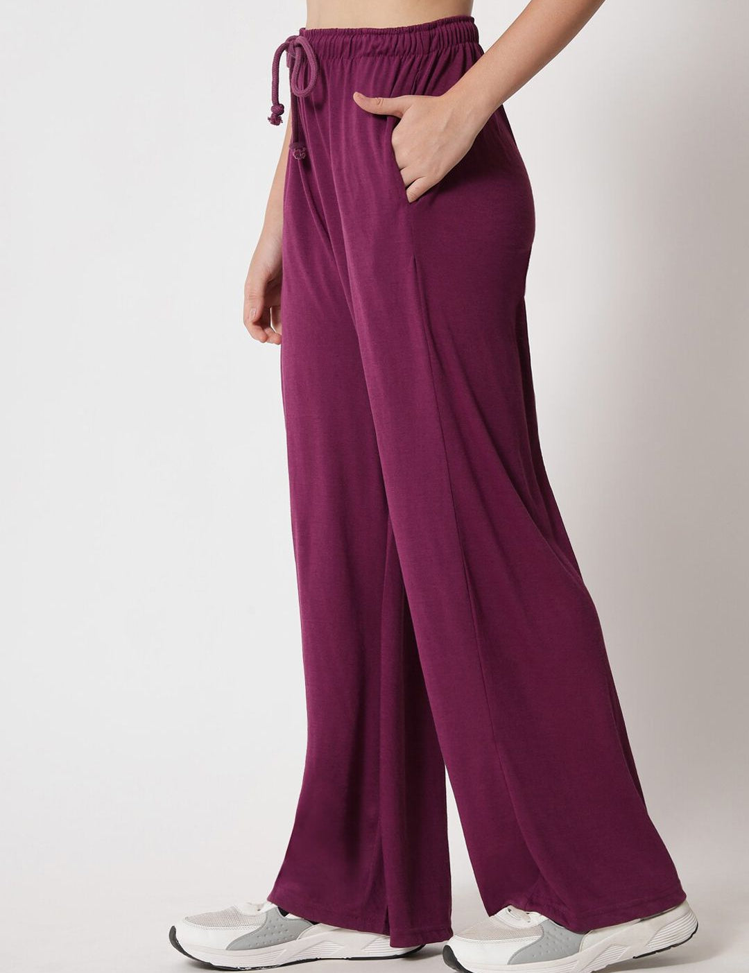 Kotty Women Purple Relaxed High-Rise Easy Wash Trousers