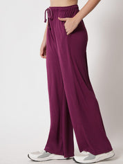 Kotty Women Purple Relaxed High-Rise Easy Wash Trousers