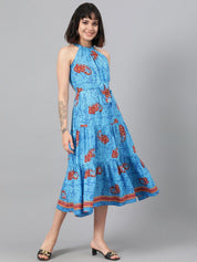 Kotty Multicoloured Floral Print Fit & Flare Midi Dress