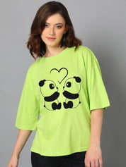 Kotty Green Graphic Printed Drop-Shoulder Sleeves Oversized T-shirt