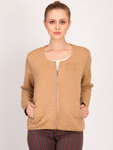 Kotty Women Brown Self Design Tailored Jacket