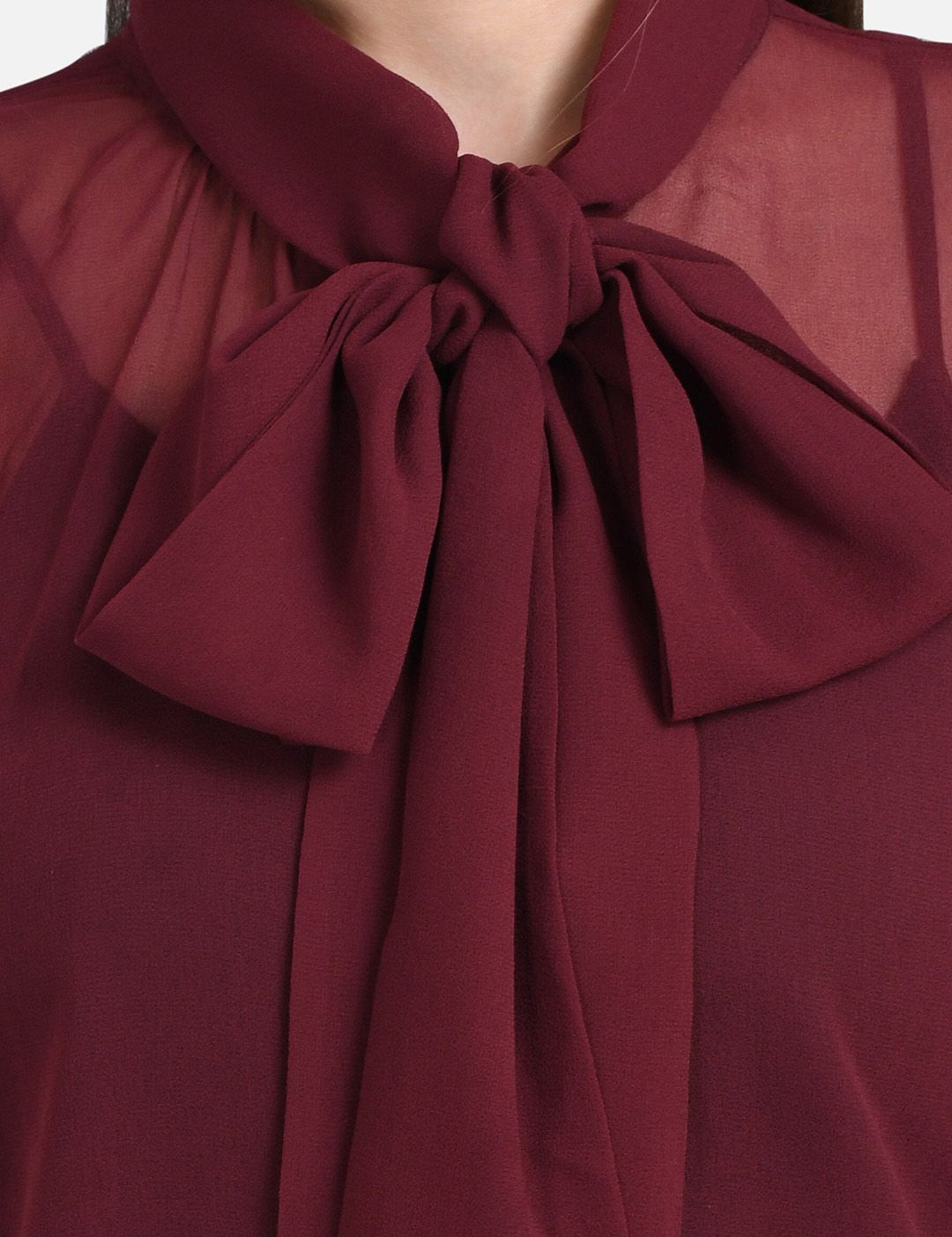 Kotty Women Maroon Solid Pure Cotton Top