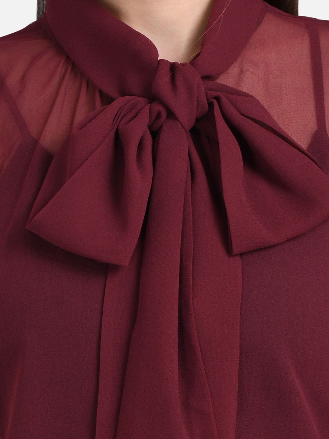 Kotty Women Maroon Solid Pure Cotton Top