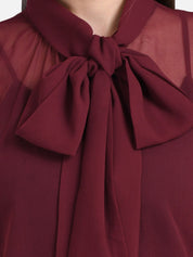 Kotty Women Maroon Solid Pure Cotton Top